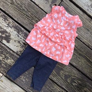 Carter’s Bunny Tiered Ruffle Blouse + Jean Legging